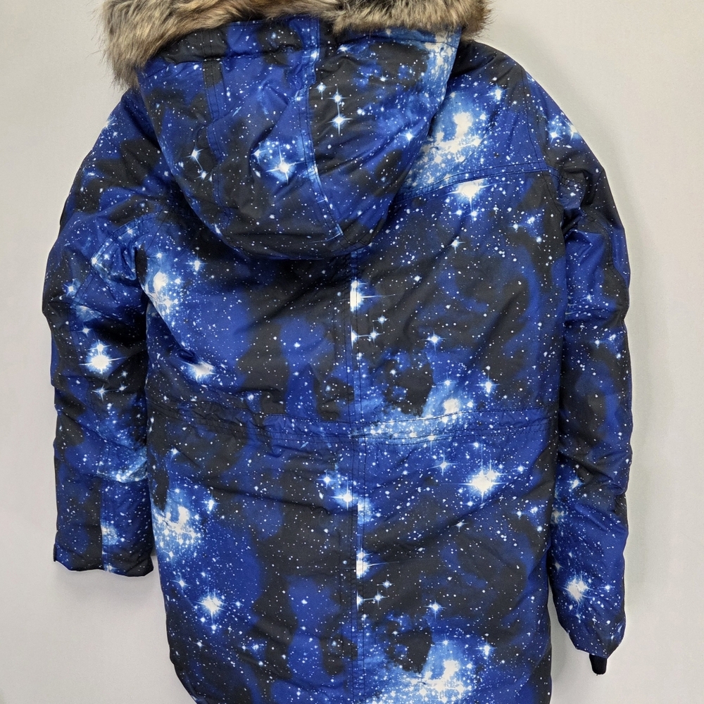 Lands End Kids Galaxy Down Filled Blue Winter Ski Jacket & Gloves Parka Size XL - Picture 6 of 9
